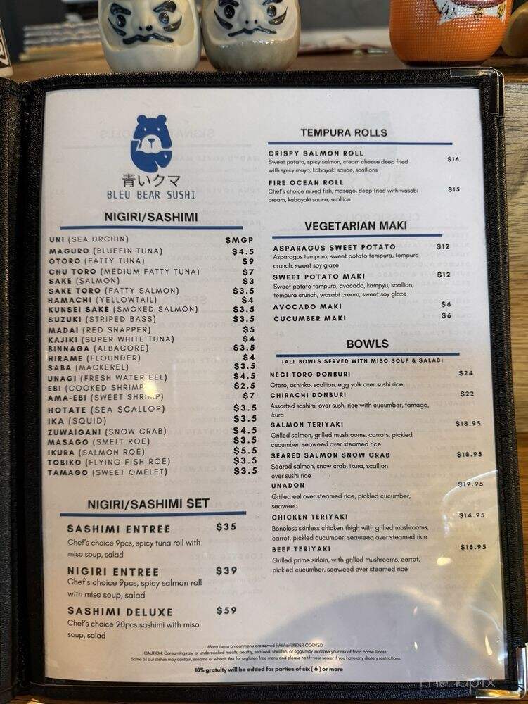 Bleu Bear Sushi - Bedford, TX menu_pic