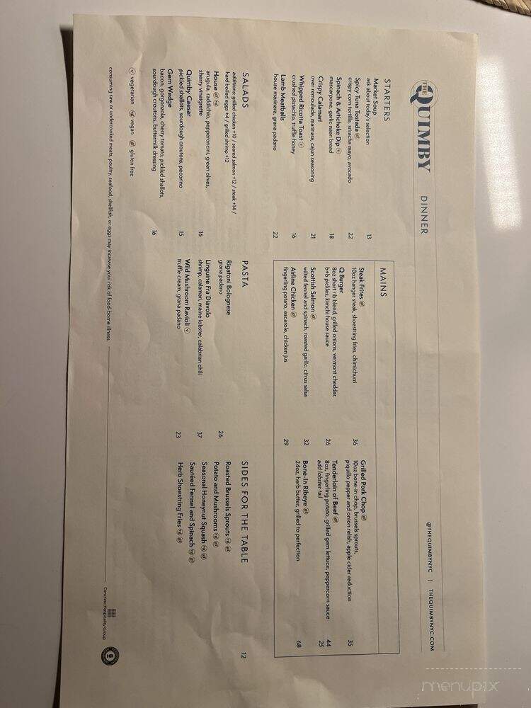 The Quimby - Queens, NY menu_pic
