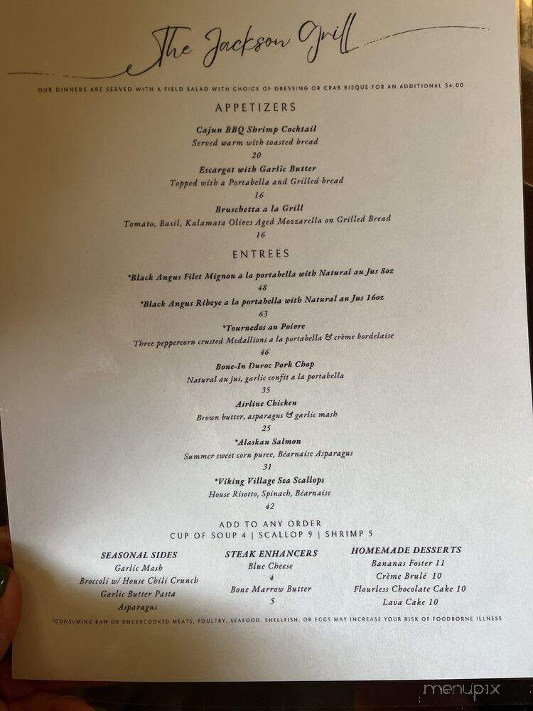 The Jackson Grill - Milwaukee, WI menu_pic