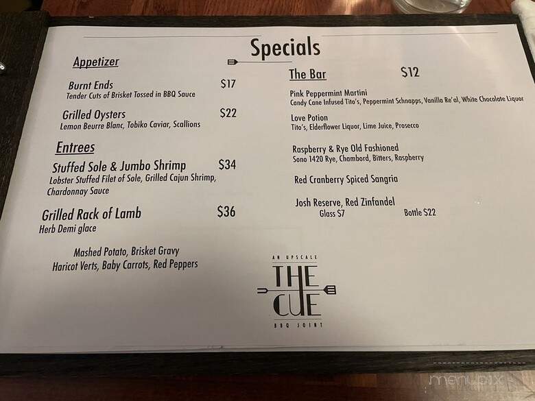 The Cue - New Milford, CT menu_pic
