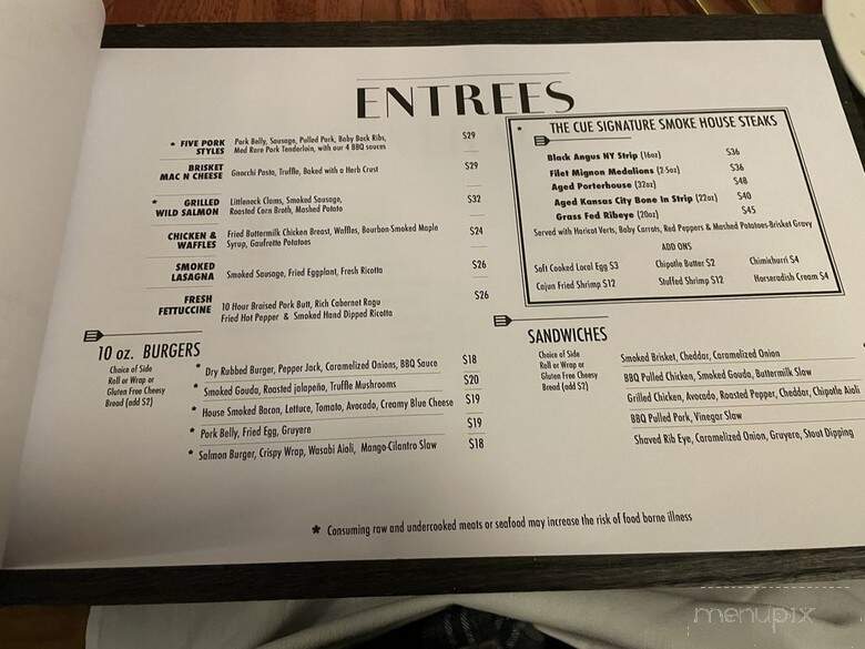 The Cue - New Milford, CT menu_pic