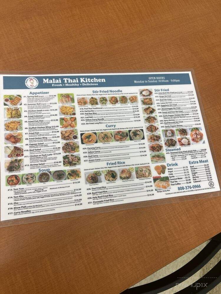 Malai Thai Kitchen - Wahiawa, HI menu_pic