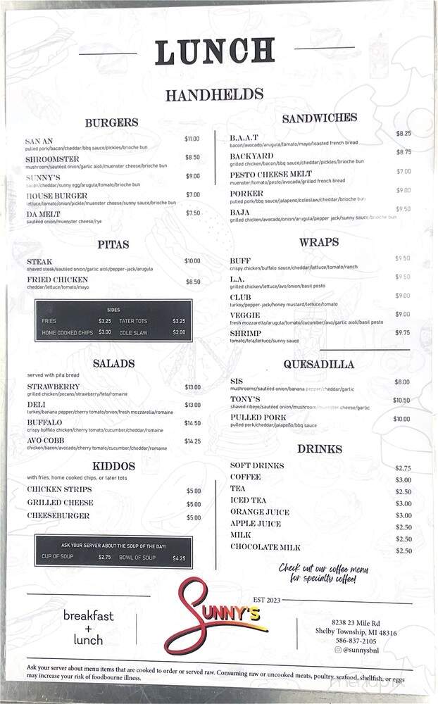 Sunnys Breakfast Lunch - Shelby Twp, MI menu_pic