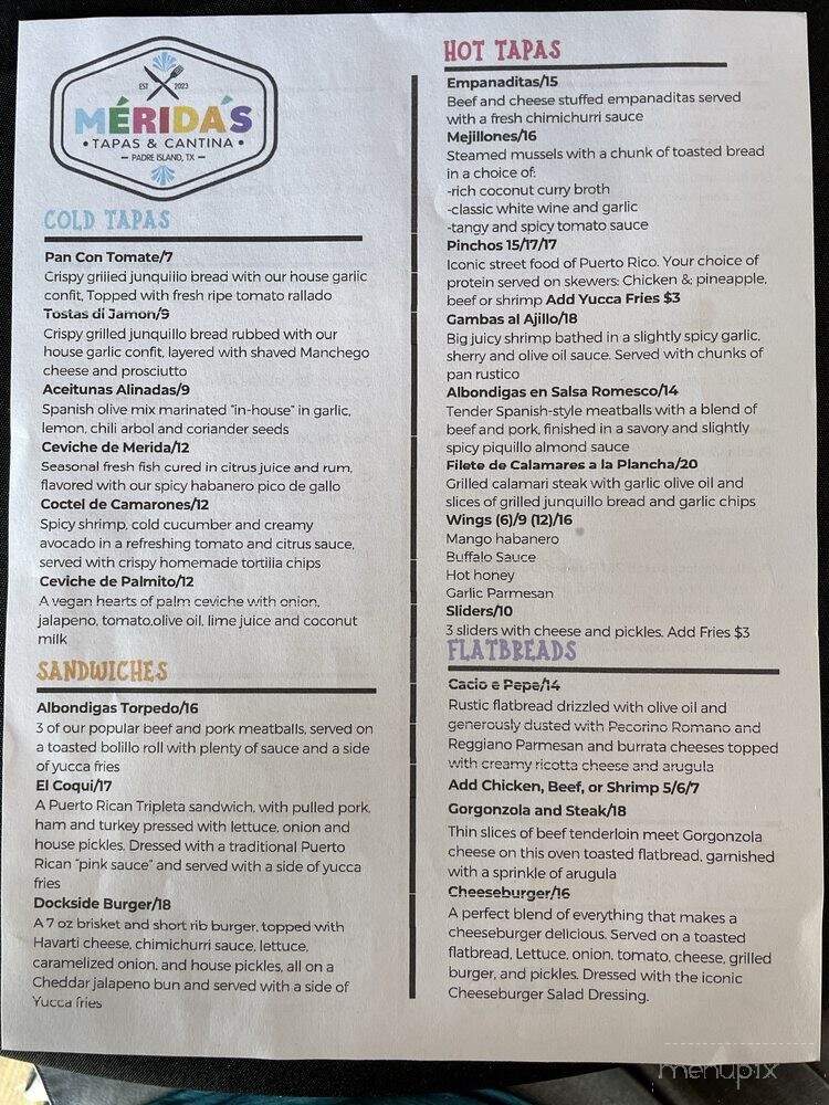 Merida's Tapas & Cantina - Corpus Christi, TX menu_pic