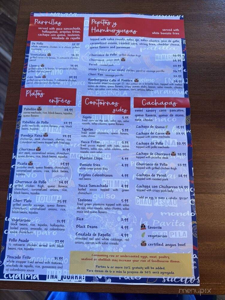 Senora Arepa - Louisville, KY menu_pic