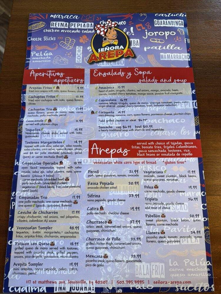 Senora Arepa - Louisville, KY menu_pic
