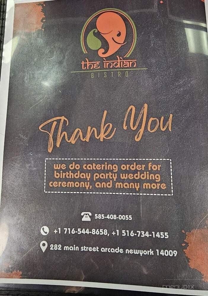 The Indian Bistro - Arcade, NY menu_pic
