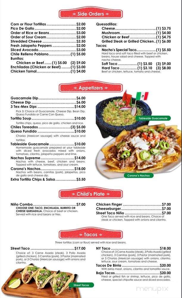 Corona's Authentic Mexican Restaurant - Rochester, NY menu_pic