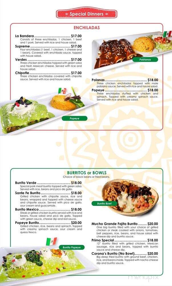 Corona's Authentic Mexican Restaurant - Rochester, NY menu_pic