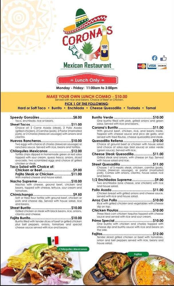 Corona's Authentic Mexican Restaurant - Rochester, NY menu_pic