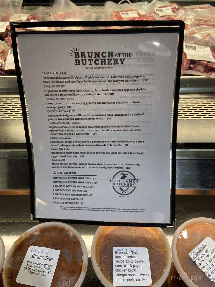 Highlands Butchery - Valdese, NC menu_pic