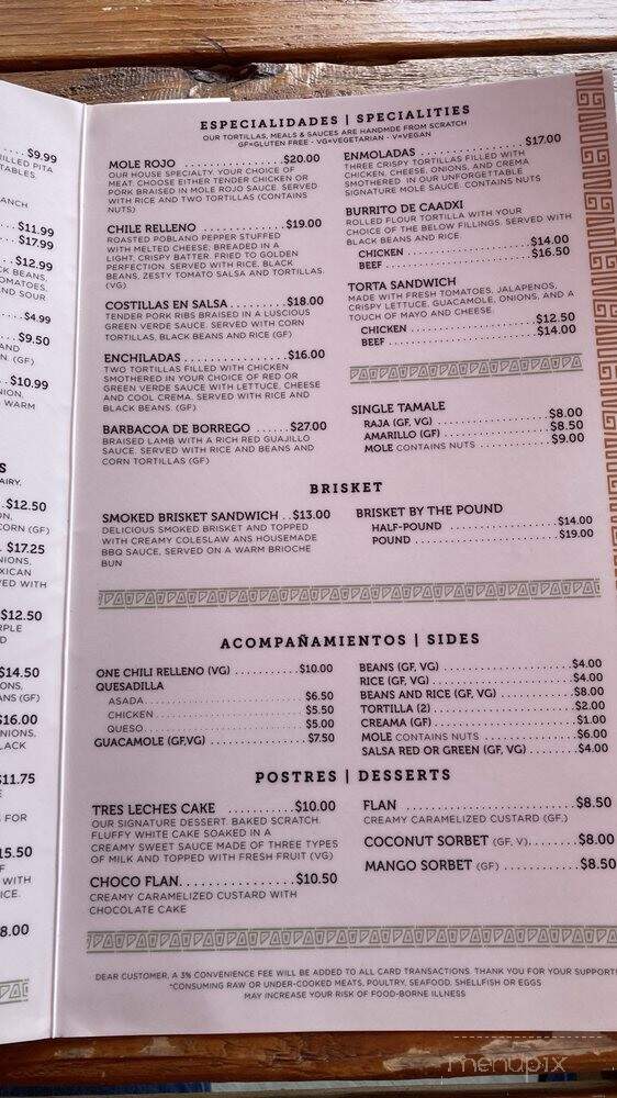Caadxi Mezcaleria - Redmond, WA menu_pic