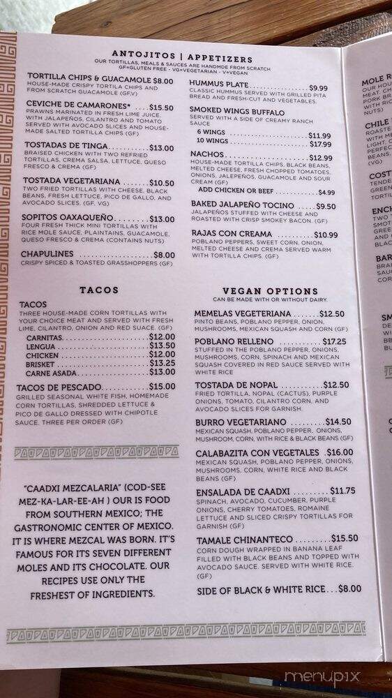 Caadxi Mezcaleria - Redmond, WA menu_pic