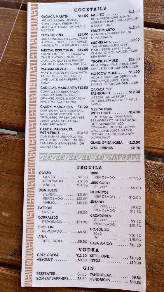 Caadxi Mezcaleria - Redmond, WA menu_pic