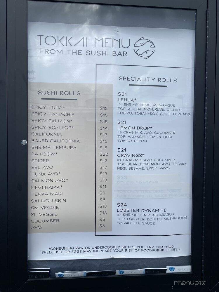 Tokkai Pacific Rim & Sushi - Kahului, HI menu_pic