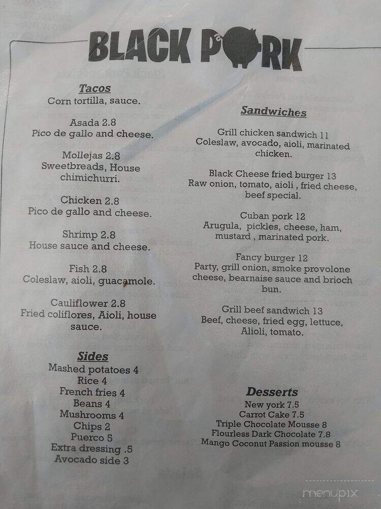 Black Pork - Long Beach, CA menu_pic