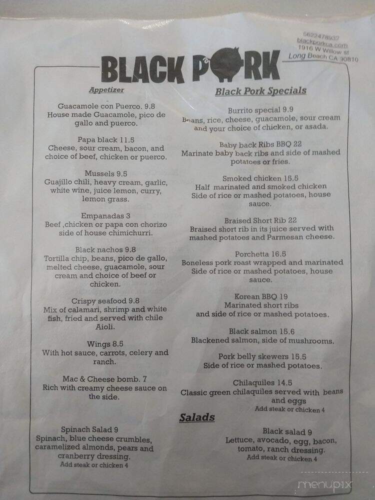 Black Pork - Long Beach, CA menu_pic