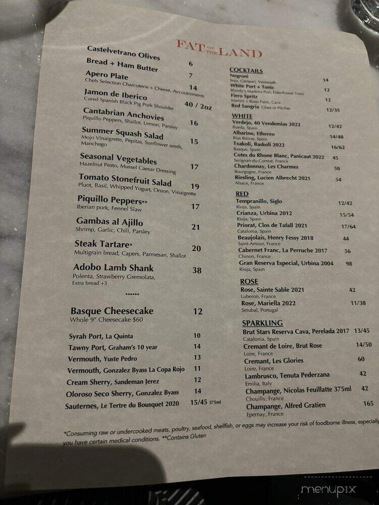 Fat Of the Land - Santa Ana, CA menu_pic