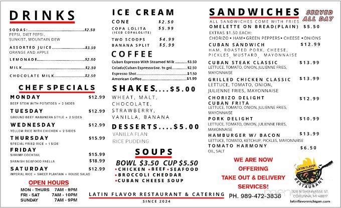 Latin Flavor Restaurant & Catering - Corunna, MI menu_pic