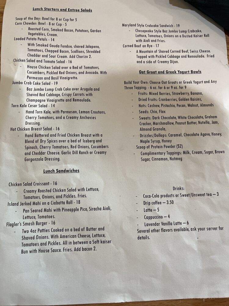 Barnhill's Cafe Bar and Grill - Flagler Beach, FL menu_pic