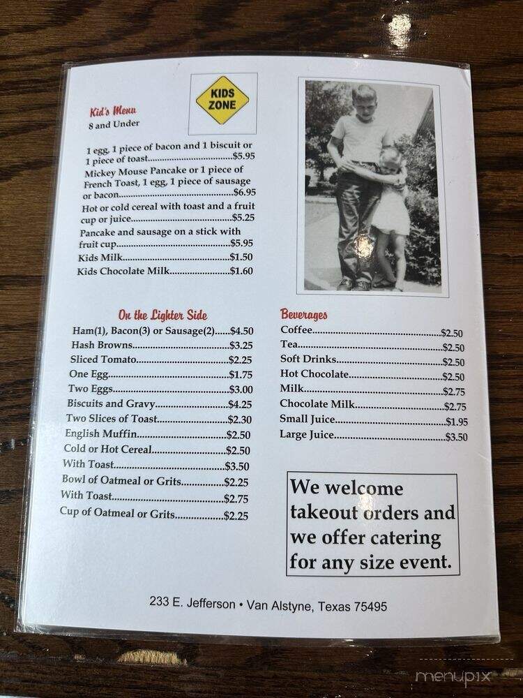 Bill Smiths Cafe - Van Alstyne, TX menu_pic
