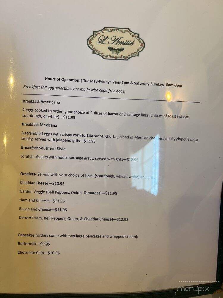 L'Amitie - Denton, TX menu_pic