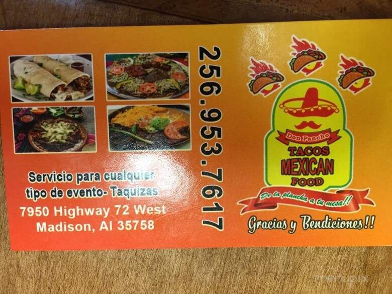 Taqueria Don Pancho - Madison, AL menu_pic
