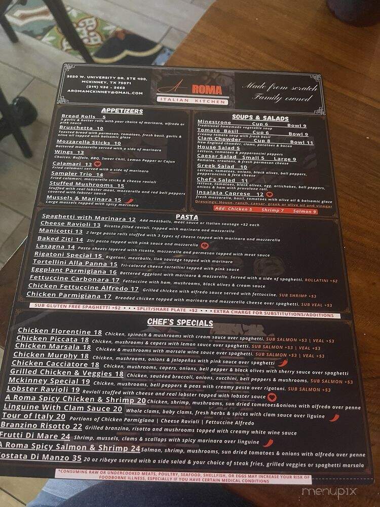 A Roma Italian Kitchen - McKinney, TX menu_pic