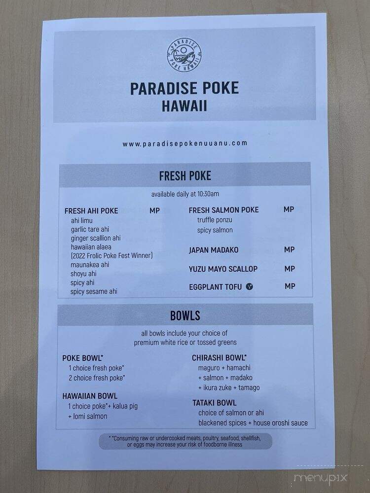 Paradise Poke Hawaii - Honolulu, HI menu_pic