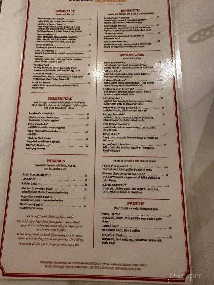 Cafe Landwer - Hallandale Beach, FL menu_pic
