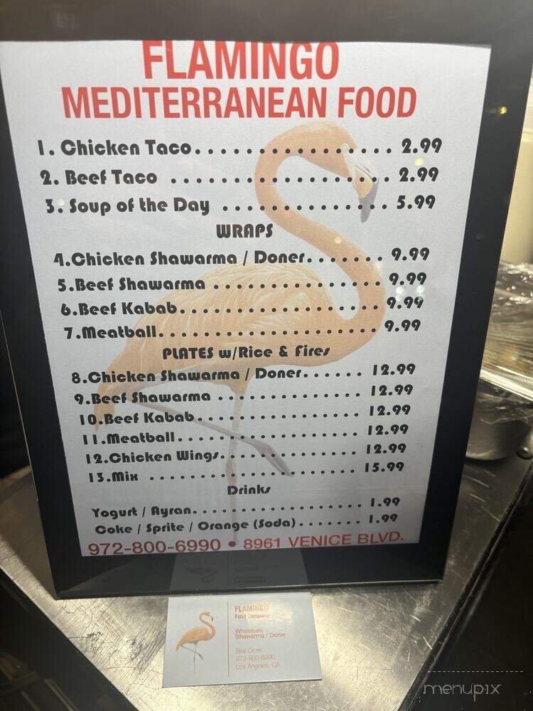 Flamingo Mediterranean Food - Los Angeles, CA menu_pic