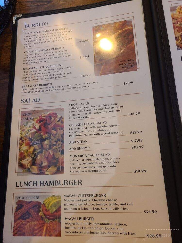 Monarca Resturant - Paso Robles, CA menu_pic