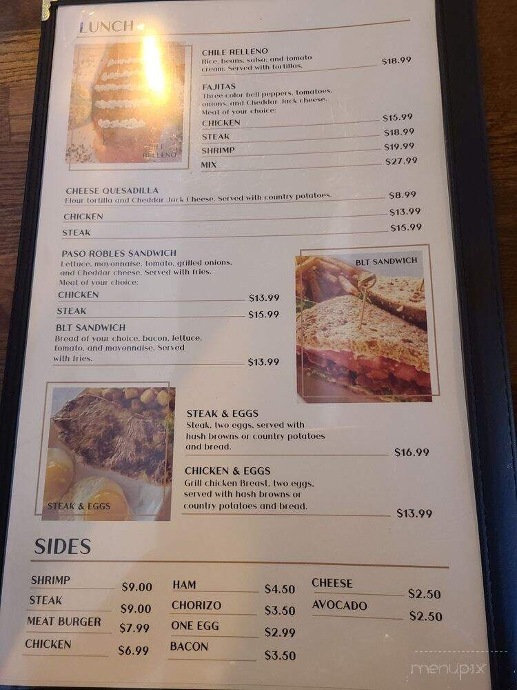 Monarca Resturant - Paso Robles, CA menu_pic