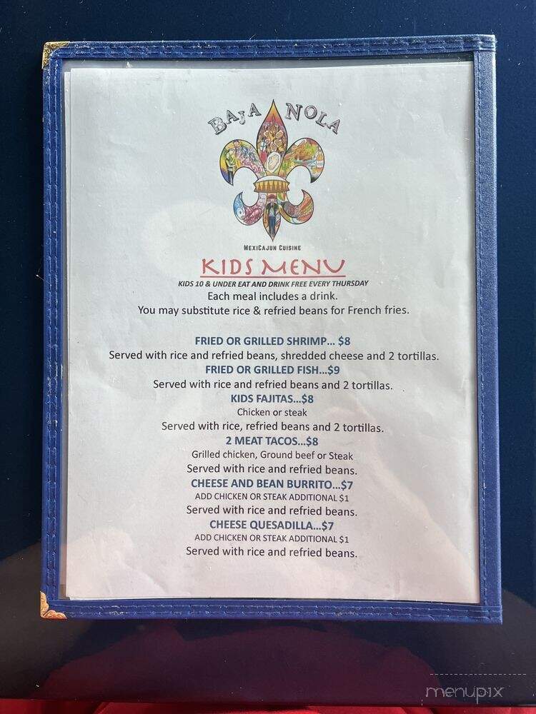 Baja Nola MexiCajun - Kenner, LA menu_pic