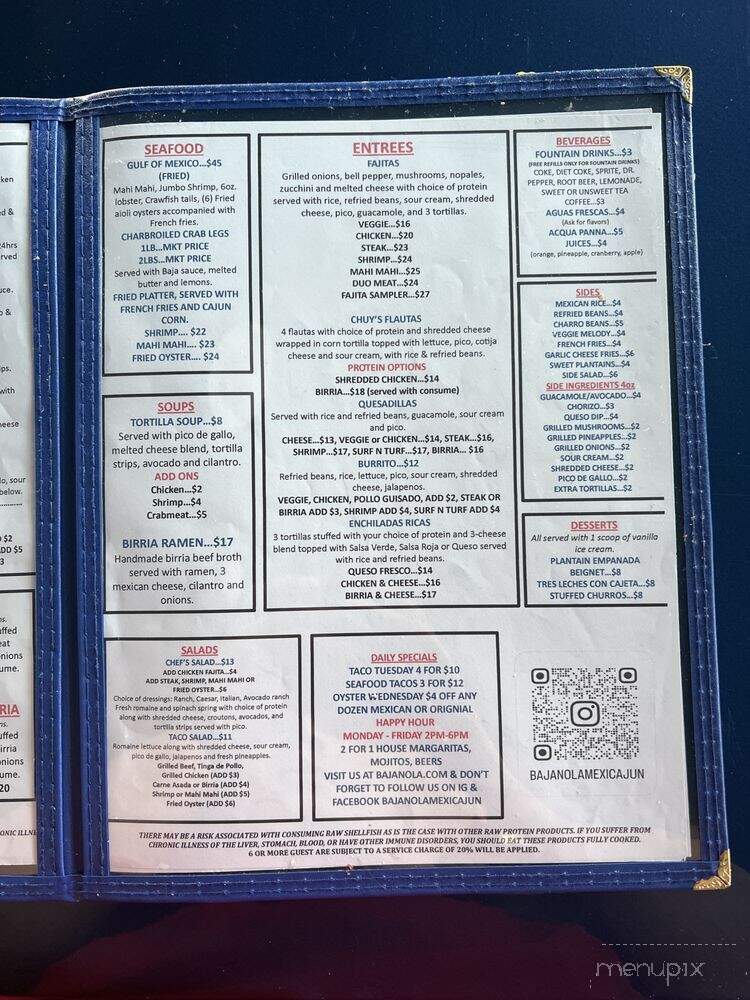 Baja Nola MexiCajun - Kenner, LA menu_pic