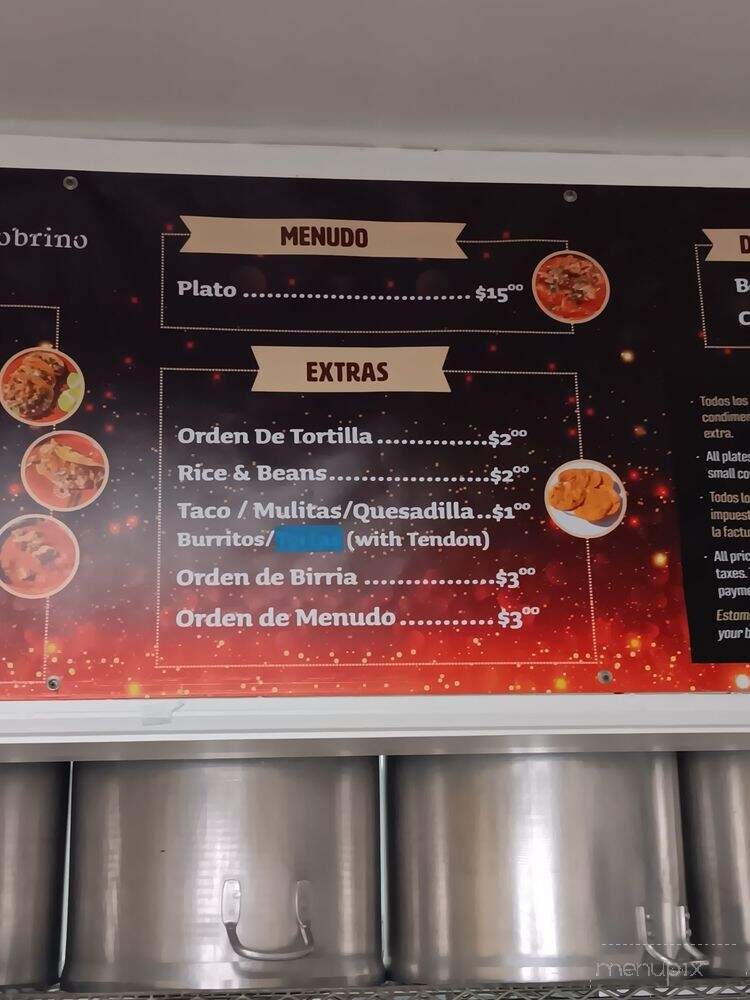 El Sobrino - Downey, CA menu_pic