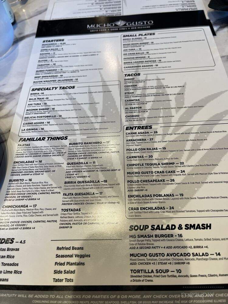 Mucho Gusto - Towson, MD menu_pic