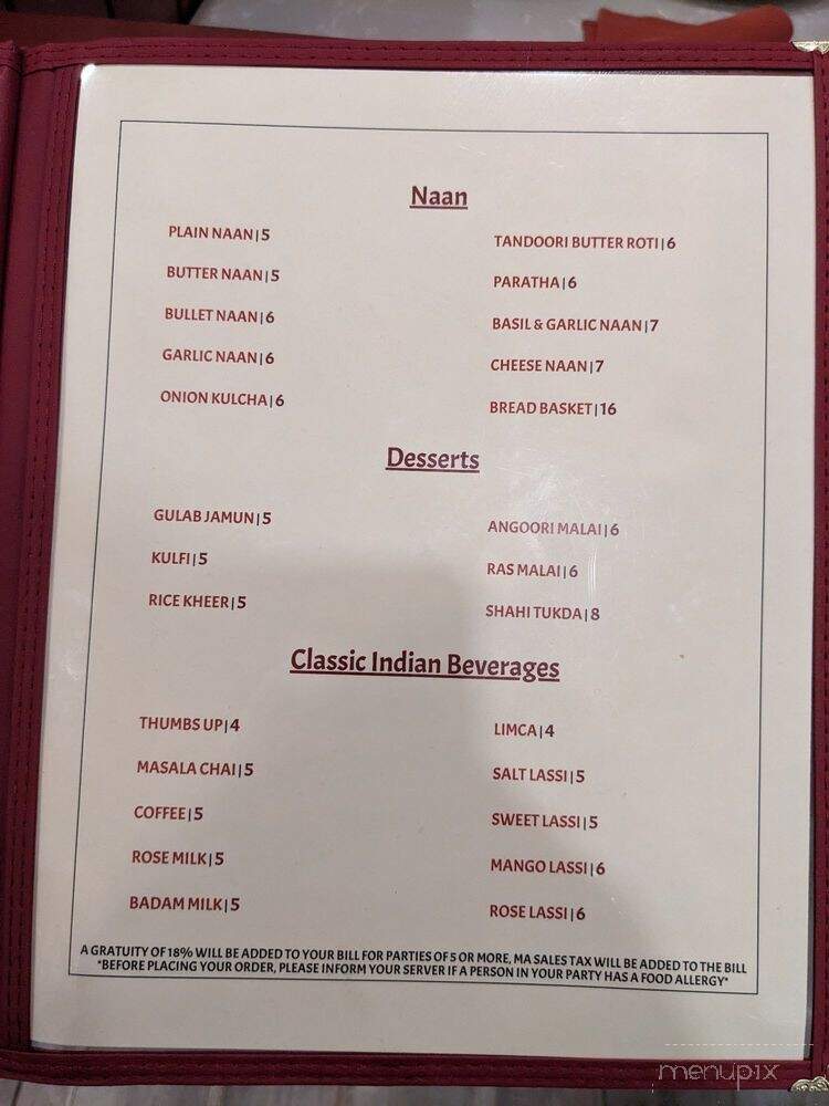 Saffron - Marlborough, MA menu_pic