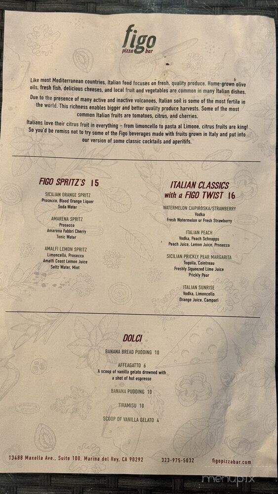 Figo Pizza Bar - Marina del Rey, CA menu_pic