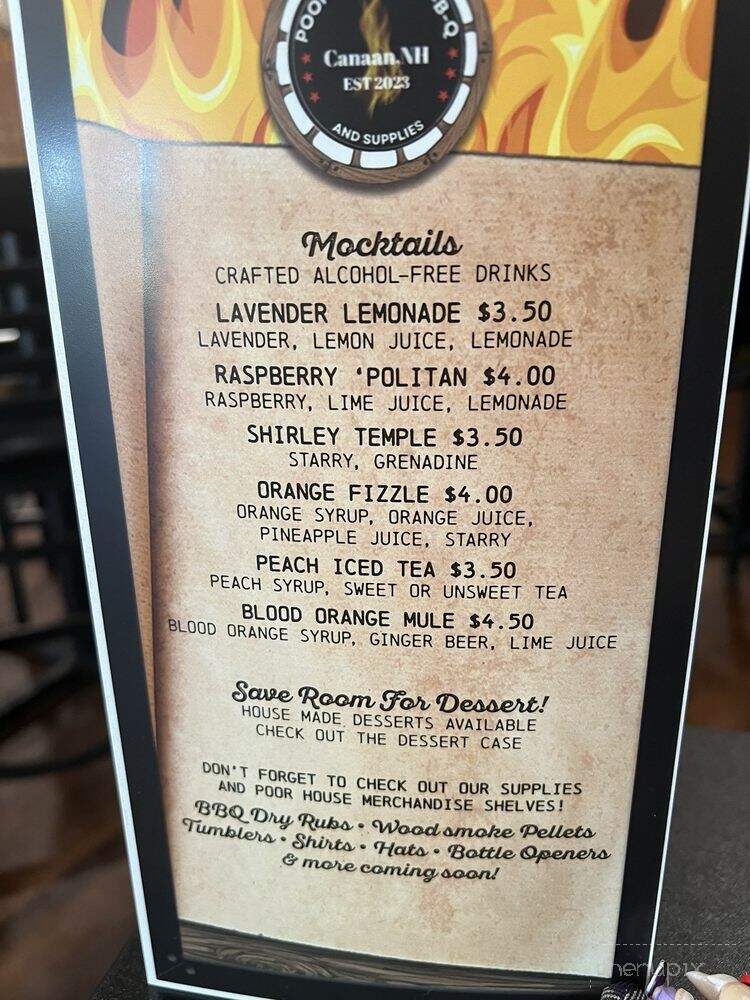 Poor House Bar-B-Q - Canaan, NH menu_pic