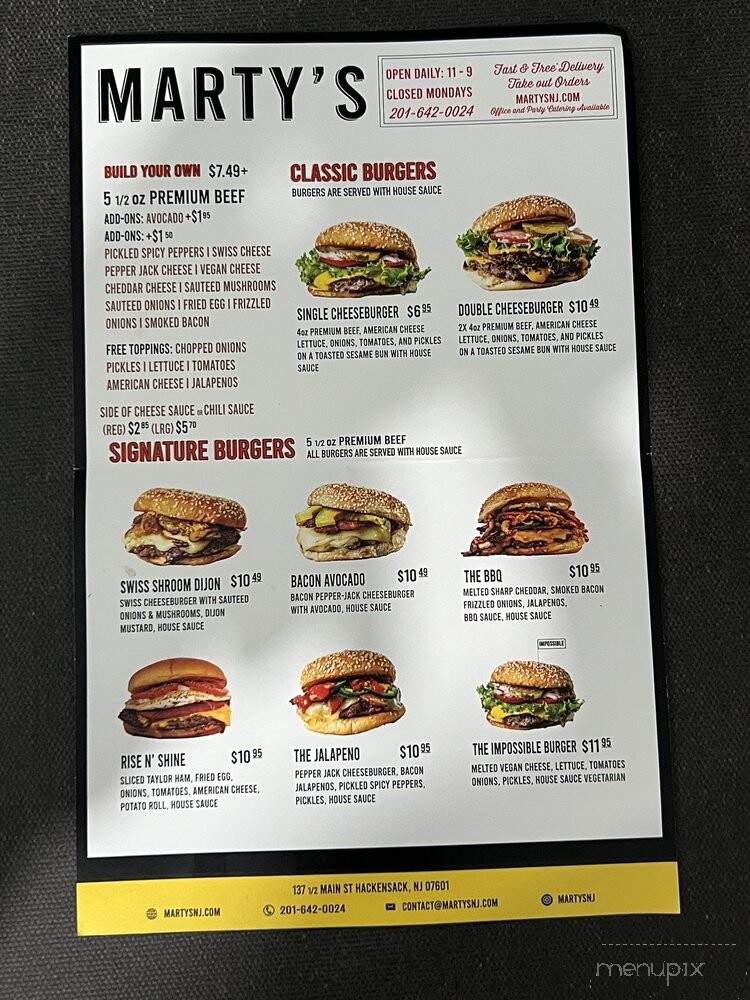 Marty's - Hackensack, NJ menu_pic