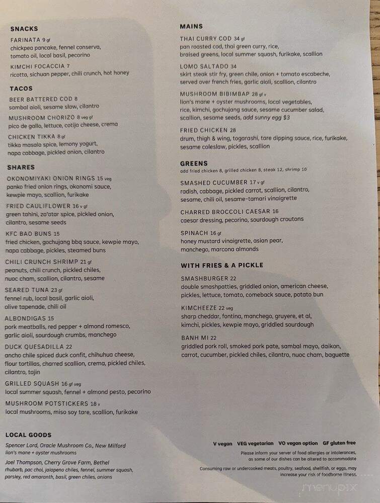 Sparrow Bar & Restaurant - New Milford, CT menu_pic