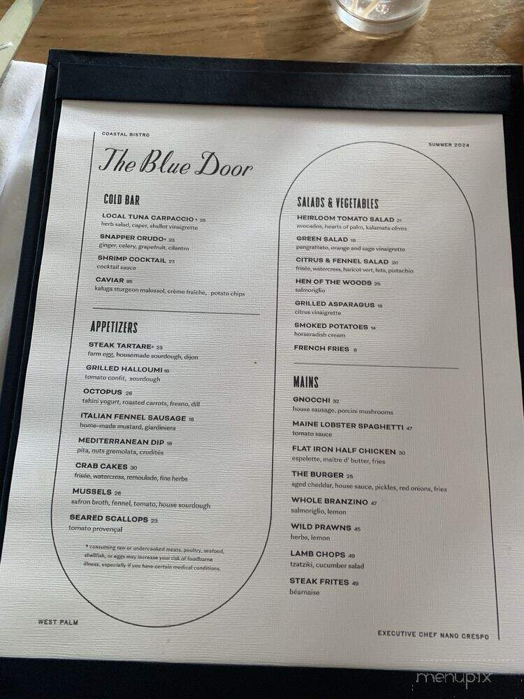 The Blue Door - West Palm Beach, FL menu_pic