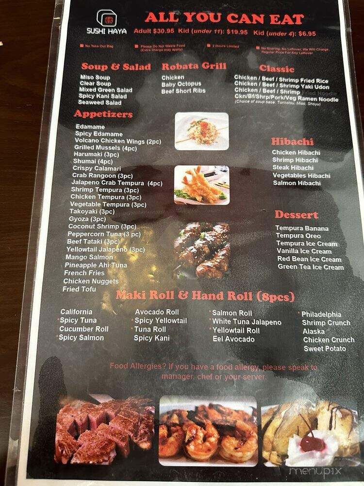 Sushi Haya - Cypress, TX menu_pic