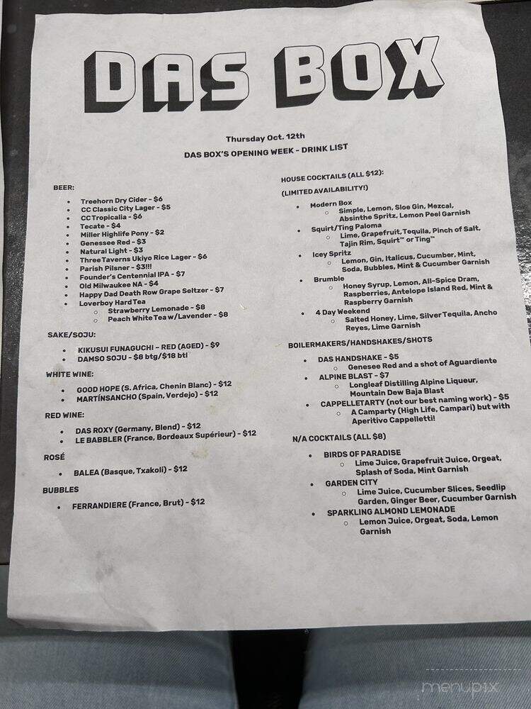 Das Box - Savannah, GA menu_pic