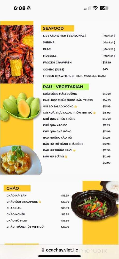 Oc A Chay - Garden Grove, CA menu_pic