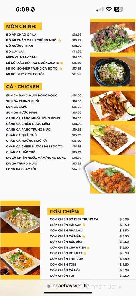 Oc A Chay - Garden Grove, CA menu_pic