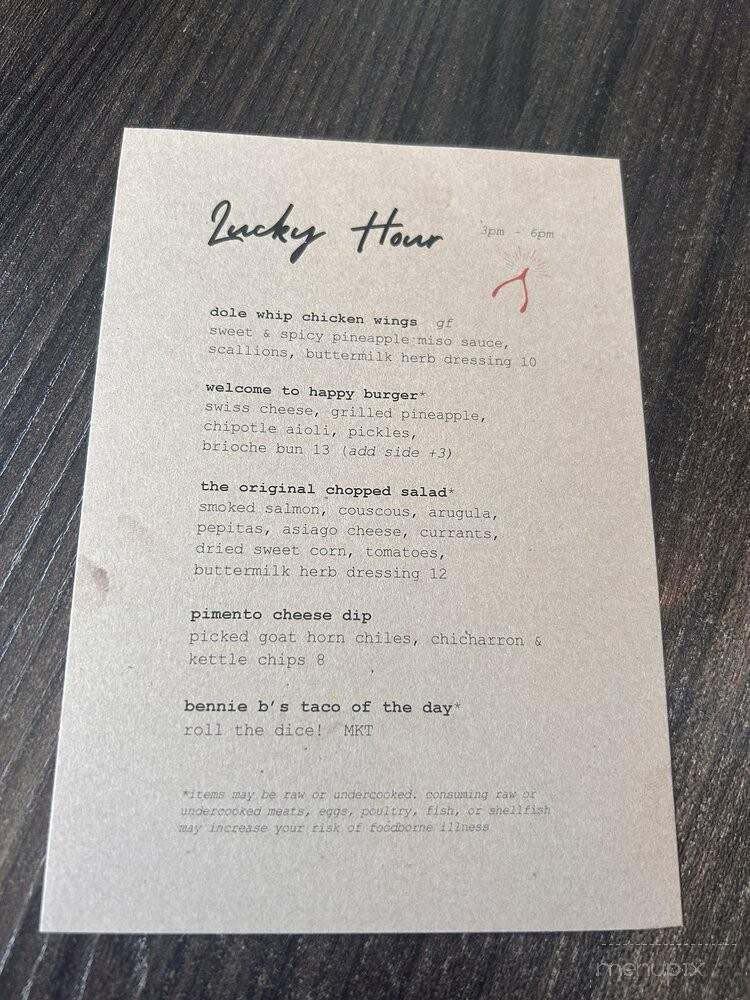Beginner's Luck - Scottsdale, AZ menu_pic