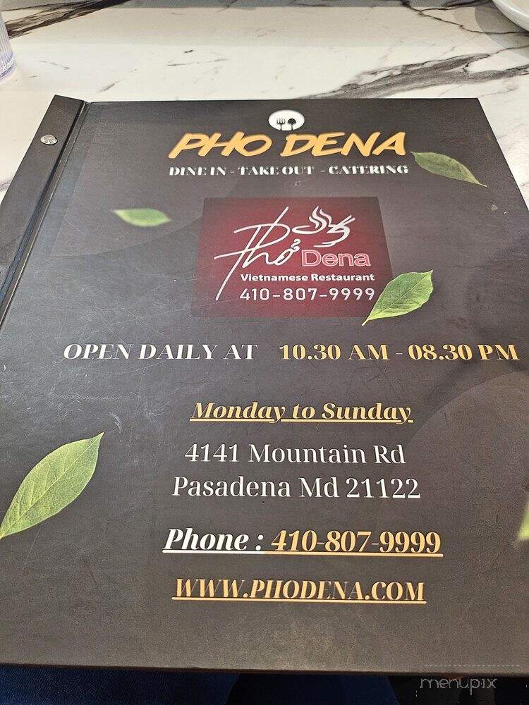 Pho Dena - Pasadena, MD menu_pic