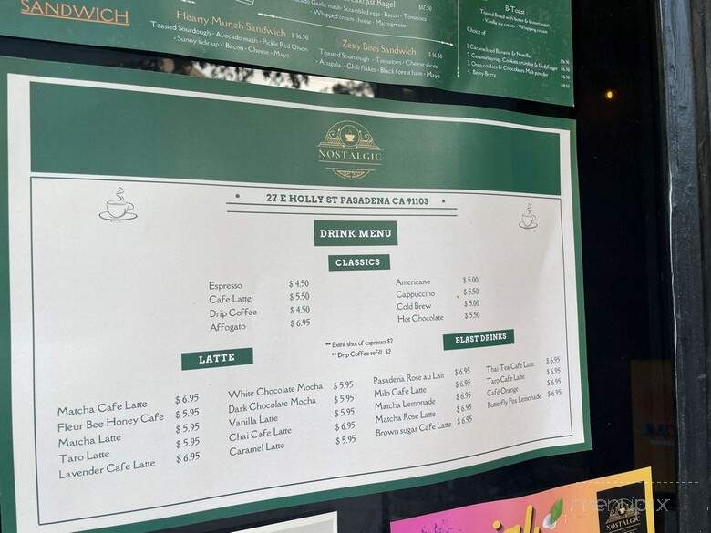 Nostalgic Cafe - Pasadena, CA menu_pic